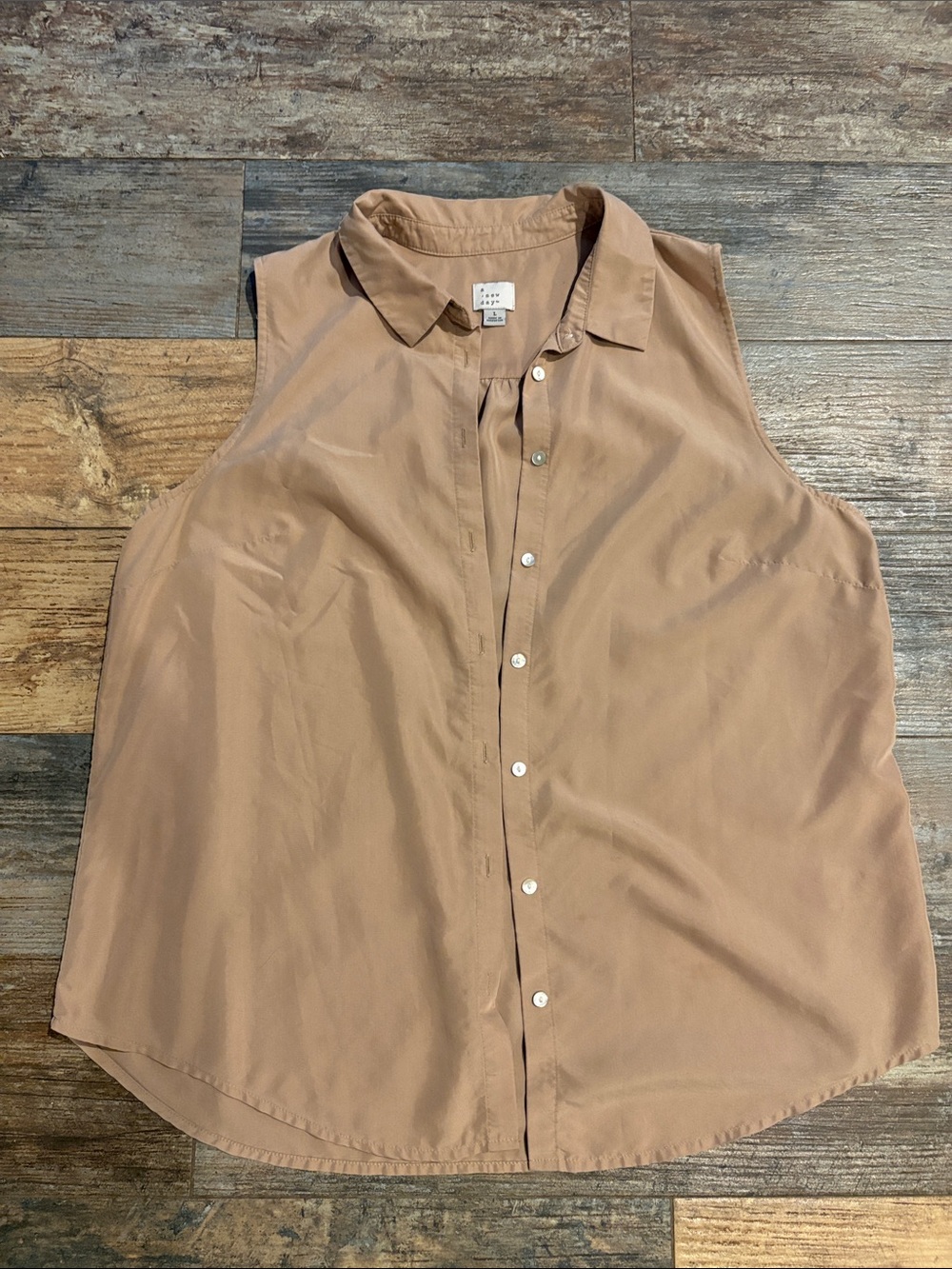 a new day Neutral Tan Button-Front Blouse